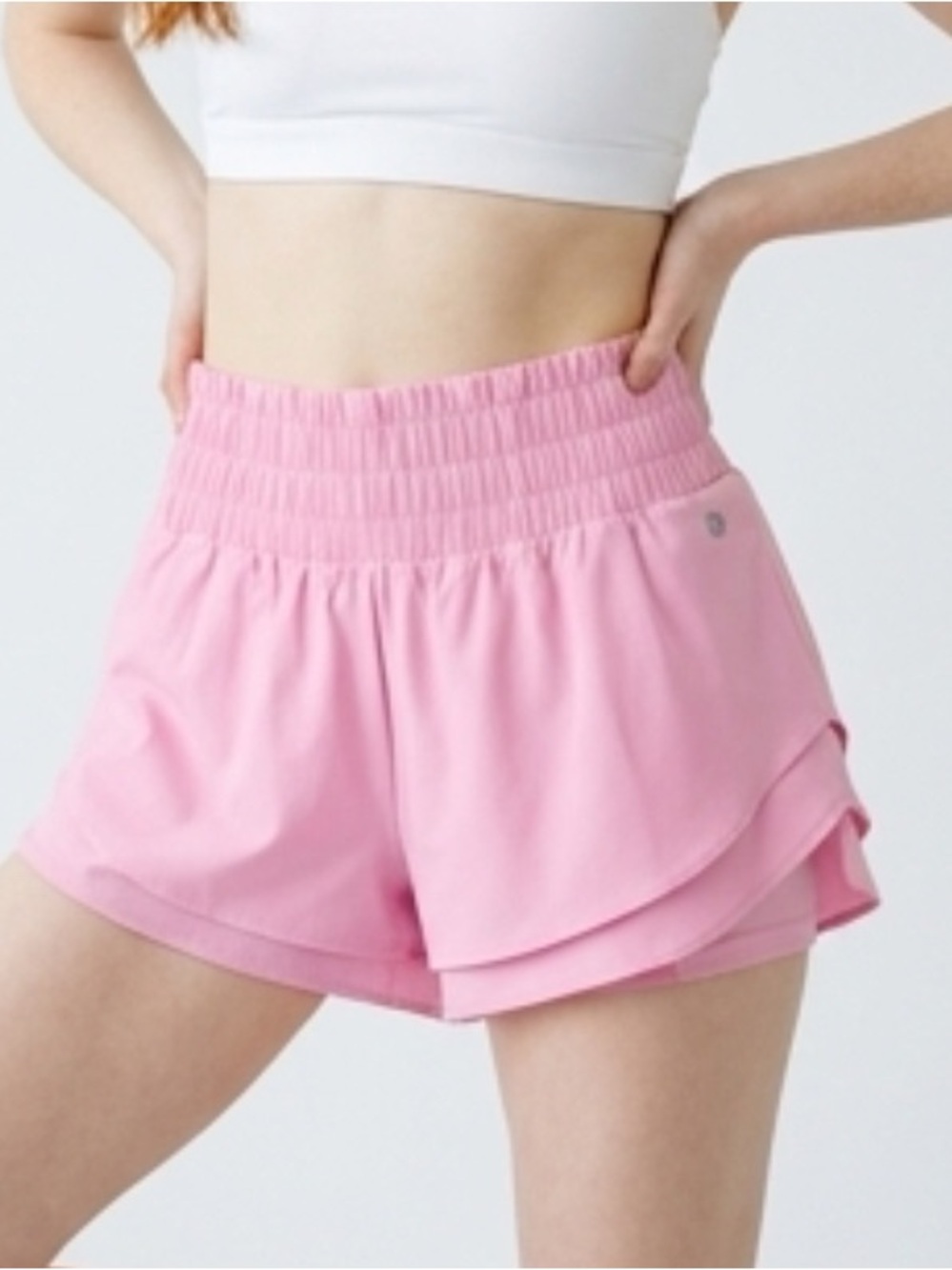 Apana Pink Athletic Active Yoga Lifestyle Ruffle Shorts With Built In Underwear